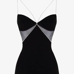 NWT AND STORAGE  BOX heiress Beverly Hills diamanté strap cutout mini dress